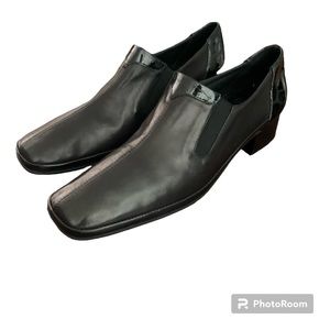 Amalfi by Rangoni Square Toe Black Nappa Leather Loafers, Size 7.5 Narrow